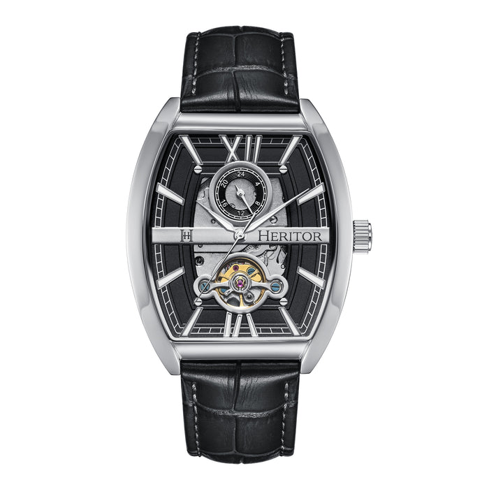 Heritor Automatic Masterson Semi-Skeleton Leather-Band Watch - HERHS3501