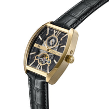 Load image into Gallery viewer, Heritor Automatic Masterson Semi-Skeleton Leather-Band Watch - Gold/Black - HERHS3503
