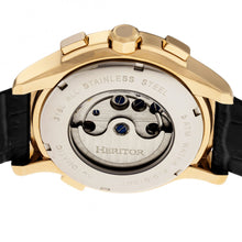 Load image into Gallery viewer, Heritor Automatic Hudson Semi-Skeleton Leather-Band Watch w/Day/Date - Black/Gold - HERHR7503