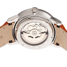 Load image into Gallery viewer, Heritor Automatic Landon Semi-Skeleton Leather-Band Watch - Silver/Orange - HERHR7703