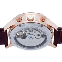 Load image into Gallery viewer, Heritor Automatic Wilhelm Semi-Skeleton Leather-Band Watch w/Day/Date - Brown/Rose Gold - HERHS2106