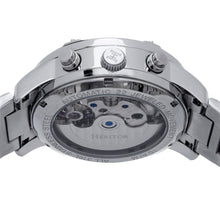 Load image into Gallery viewer, Heritor Automatic Wilhelm Semi-Skeleton Bracelet Watch w/Day/Date - Silver/Blue - HERHS2103