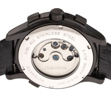 Load image into Gallery viewer, Heritor Automatic Hudson Semi-Skeleton Leather-Band Watch w/Day/Date - Black - HERHR7505
