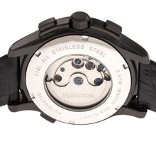 Load image into Gallery viewer, Heritor Automatic Hudson Semi-Skeleton Leather-Band Watch w/Day/Date - Black - HERHR7505