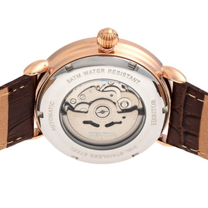 Heritor Automatic Mattias Leather-Band Watch w/Date - Rose Gold/Silver - HERHR8405