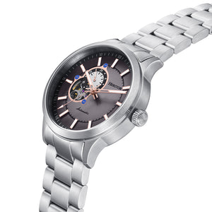 Heritor Automatic Oscar Semi-Skeleton Bracelet Watch - Pewter/Silver - HERHS1011