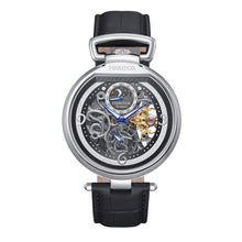 Load image into Gallery viewer, Heritor Automatic Lincoln Semi-Skeleton Leather-Band Watch - Silver &amp; Black/Black - HERHS3601
