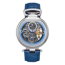 Load image into Gallery viewer, Heritor Automatic Lincoln Semi-Skeleton Leather-Band Watch - Silver/Blue - HERHS3603
