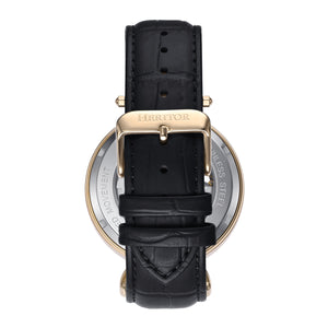 Heritor Automatic Lincoln Semi-Skeleton Leather-Band Watch - Gold/Black - HERHS3604