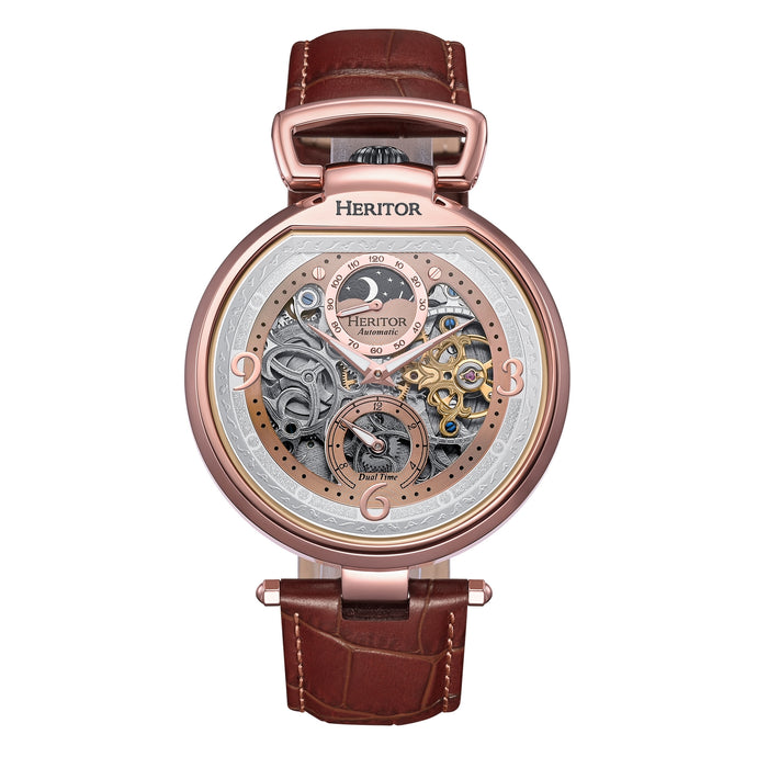 Heritor Automatic Lincoln Semi-Skeleton Leather-Band Watch - HERHS3605