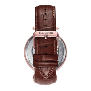 Heritor Automatic Lincoln Semi-Skeleton Leather-Band Watch - Bronze/Brown - HERHS3605