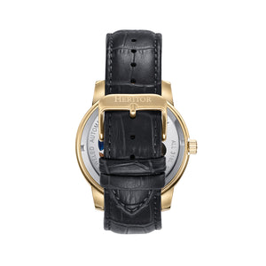 Heritor Automatic Emmanuel Semi-Skeleton Leather-Band Watch - Gold/Black - HERHS3703