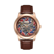 Load image into Gallery viewer, Heritor Automatic Emmanuel Semi-Skeleton Leather-Band Watch - Rose Gold/Brown - HERHS3705
