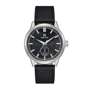 Heritor Automatic Argento Leather-Band Watch - Silver/Black - HERHS3801