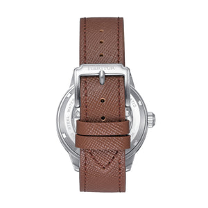 Heritor Automatic Argento Leather-Band Watch - White/Silver/Brown - HERHS3802