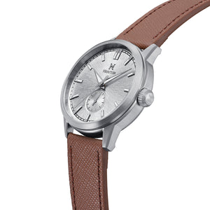 Heritor Automatic Argento Leather-Band Watch - White/Silver/Brown - HERHS3802