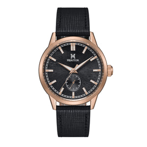 Heritor Automatic Argento Leather-Band Watch - Rose Gold/Black - HERHS3804