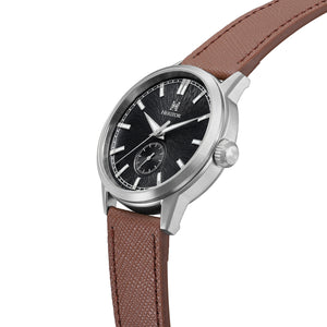 Heritor Automatic Argento Leather-Band Watch - Black/Silver/Brown - HERHS3805