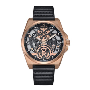 Heritor Automatic Romero Leather-Band Watch - Rose Gold/Black - HERHS3905