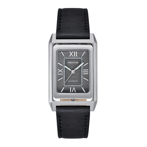 Heritor Automatic Esteban Leather Band Watch - Black/Silver - HERHS4201