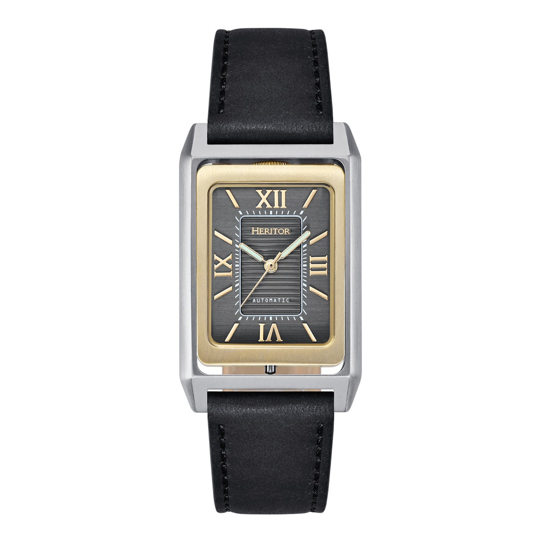 Heritor Automatic Esteban Leather Band Watch - Black/Gold/Silver - HERHS4202