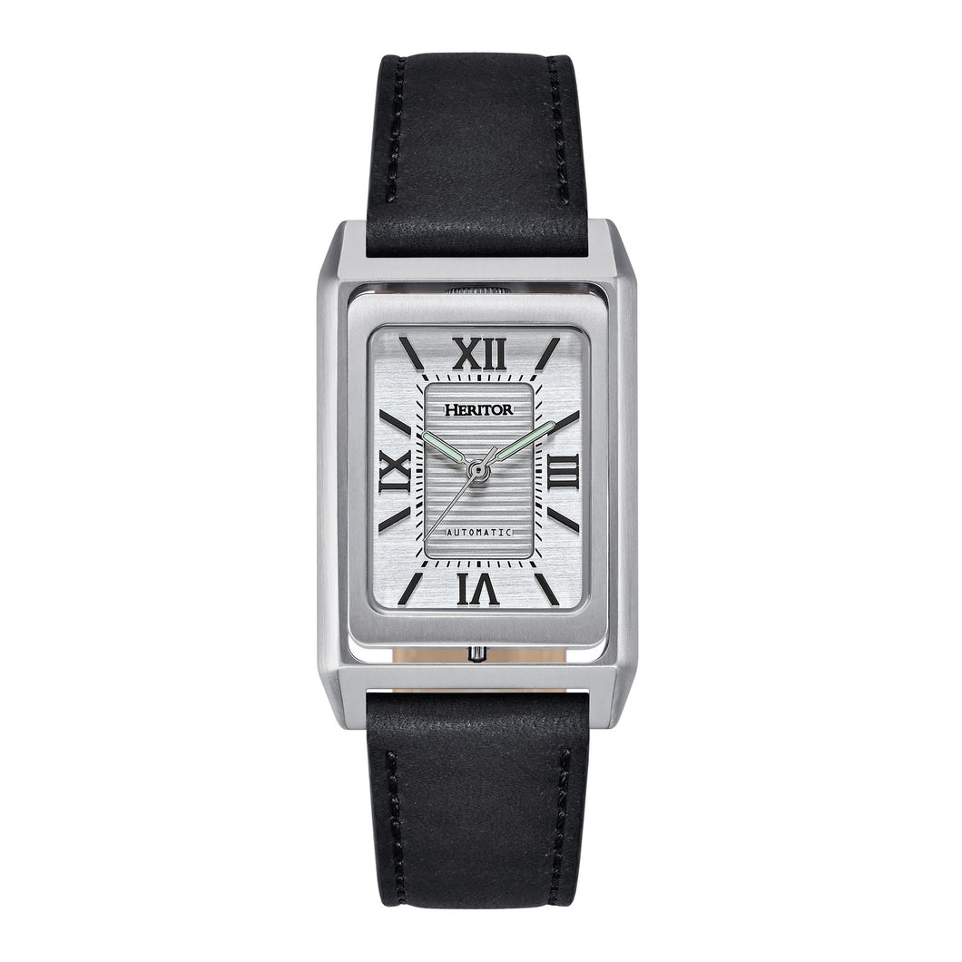 Heritor Automatic Esteban Leather Band Watch - Silver/Silver - HERHS4203