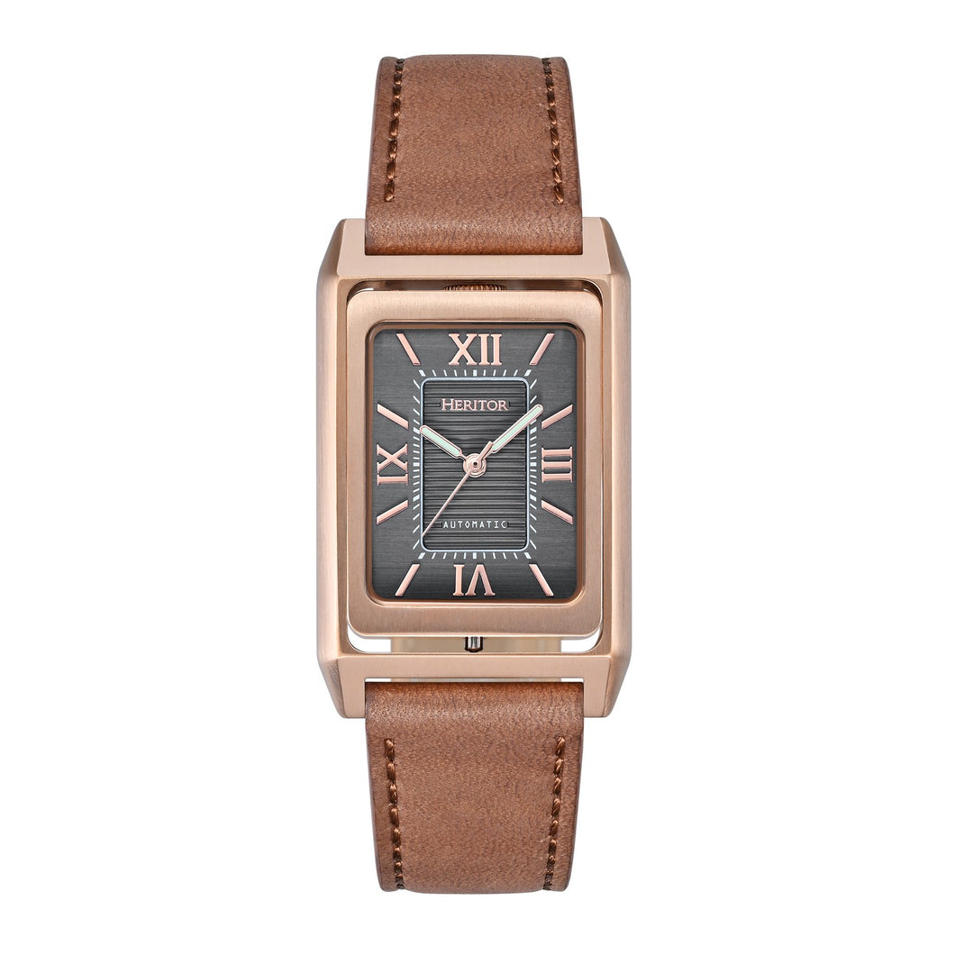 Heritor Automatic Esteban Leather Band Watch - Rose Gold/Brown - HERHS4205