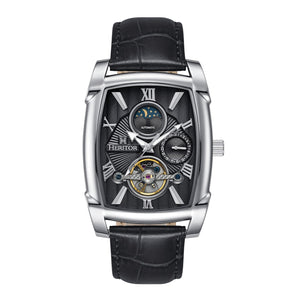 Heritor Automatic Valentin Leather-Band Watch w/Date - Silver/Black - HERHS4401