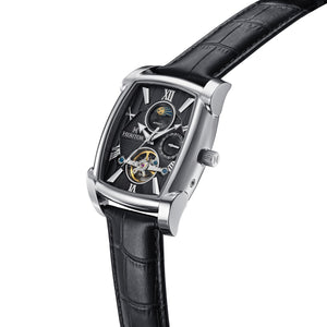 Heritor Automatic Valentin Leather-Band Watch w/Date - Silver/Black - HERHS4401