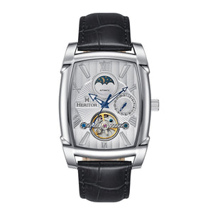 Heritor Automatic Valentin Leather-Band Watch w/Date - Silver/White - HERHS4402