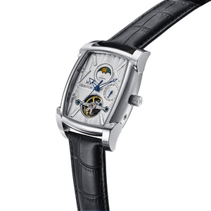 Heritor Automatic Valentin Leather-Band Watch w/Date - Silver/White - HERHS4402