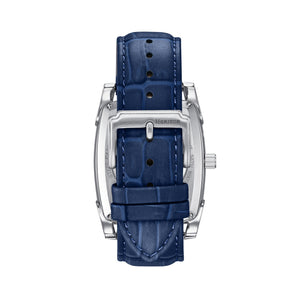 Heritor Automatic Valentin Leather-Band Watch w/Date - Silver/Blue - HERHS4403