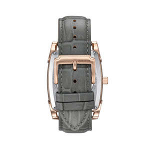 Heritor Automatic Valentin Leather-Band Watch w/Date - Rose Gold/Grey - HERHS4406