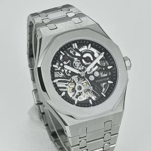Heritor Automatic Augustine Stainless Steel-Band Watch - Silver/Black - HERHS5002