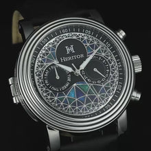 Load and play video in Gallery viewer, Heritor Automatic Legacy Leather-Band Watch w/Day/Date - Silver/Black - HERHR9701
