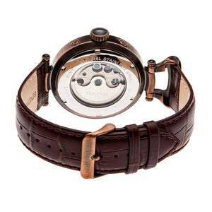 Heritor Automatic Ganzi Semi-Skeleton Leather-Band Watch - Bronze - HERHR3308
