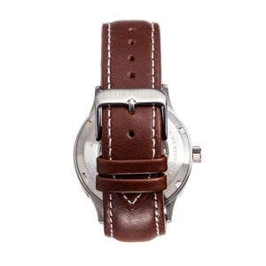 Heritor Automatic Oscar Semi-Skeleton Leather-Band Watch - Blue/Brown - HERHS1005