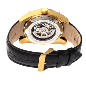 Heritor Automatic Daniels Semi-Skeleton Leather-Band Watch - Gold/Black - HERHR7405