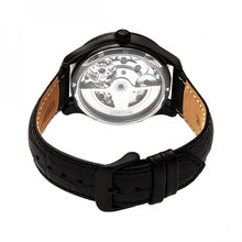 Load image into Gallery viewer, Heritor Automatic Winthrop Leather-Band Skeleton Watch - Black - HERHR7306
