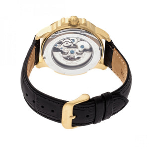 Heritor Automatic Bonavento Semi-Skeleton Leather-Band Watch - Gold/Black - HERHR5604