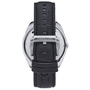 Heritor Automatic Roman Semi-Skeleton Leather-Band Watch - Silver/Black - HERHS2201