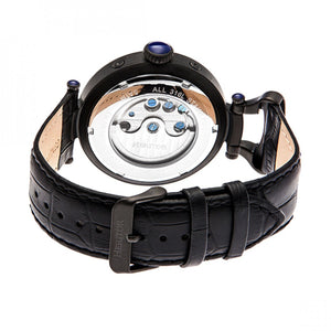 Heritor Automatic Ganzi Semi-Skeleton Leather-Band Watch - Black - HERHR3307