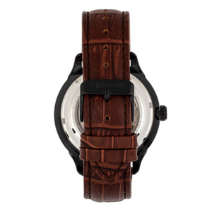 Heritor Automatic Harding Semi-Skeleton Leather-Band Watch - Black - HERHR9006