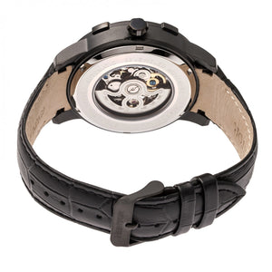 Heritor Automatic Callisto Semi-Skeleton Leather-Band Watch - Black - HERHR7206