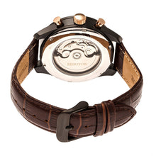 Load image into Gallery viewer, Heritor Automatic Benedict Leather-Band Watch w/ Day/Date - Black/Dark Brown - HERHR6806
