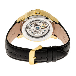 Heritor Automatic Ryder Skeleton Leather-Band Watch - Black/Gold - HERHR4604