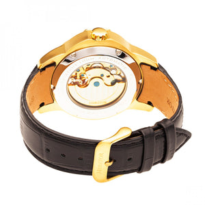 Heritor Automatic Windsor Semi-Skeleton Leather-Band Watch - Gold/Silver - HERHR4203