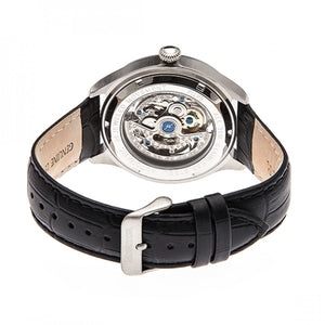 Heritor Automatic Odysseus Leather-Band Skeleton Watch - Silver - HERHR3703