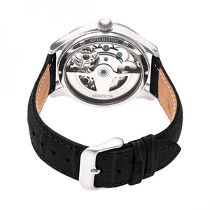 Heritor Automatic Winthrop Leather-Band Skeleton Watch - Silver/Black - HERHR7302