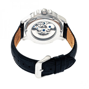 Heritor Automatic Bonavento Semi-Skeleton Leather-Band Watch - Silver - HERHR5601